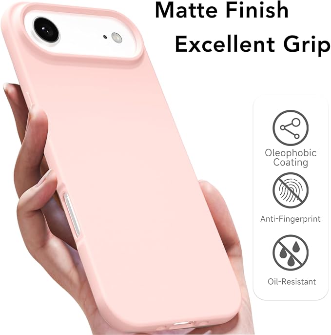 for iPhone 17 Air Case Silicone Compatible with Magsafe Case, Ultra Slim Thin Magnetic Phone Cases Mag Safe, Cute Soft Rubber Gel TPU Matte Plain Wireless Charging Cover for Women, Light Pink