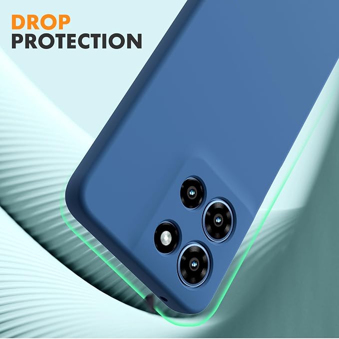 for Motorola Moto G 2025 Case, 2 Pack Tempered Glass Screen Protectors, Soft TPU Liquid Silicone Shockproof Gel Case-Blue