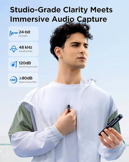 BOYA Magic-03 Wireless Lavalier Microphone, 30Hrs Battery,328FT Los Range, Safety Track &Limiter, Portable Wireless Mini Lapel mic for USB Type-C Android iPhone 16/15 Camera Camcorder Vlog Podcast
