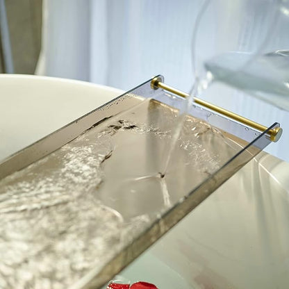 Bathtub Caddy Tray for Luxury Bathroom Bath tub Table Caddy Tray Shelf for Shower with Gold Handles fits All bathtubs