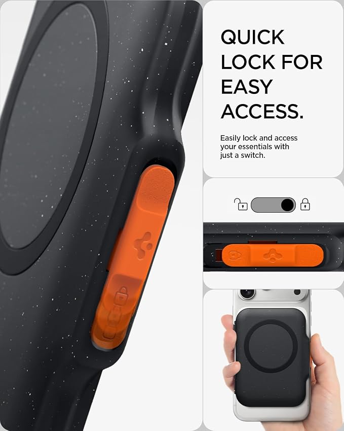 Spigen for MagSafe Wallet, Heavy Duty Hardshell Magnetic Card Holder Compatible with iPhone 17/16/15/14/13/12 Pixel 10 Series MagSafe-Cases Pixelsnap Holds 5-6/7-8 Cards