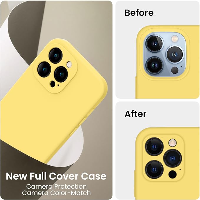 FireNova Designed for iPhone 13 Pro Max Case, Silicone [Camera Protection] Phone Case, Soft Anti-Scratch Microfiber Lining Inside, 6.7 inch, Yellow