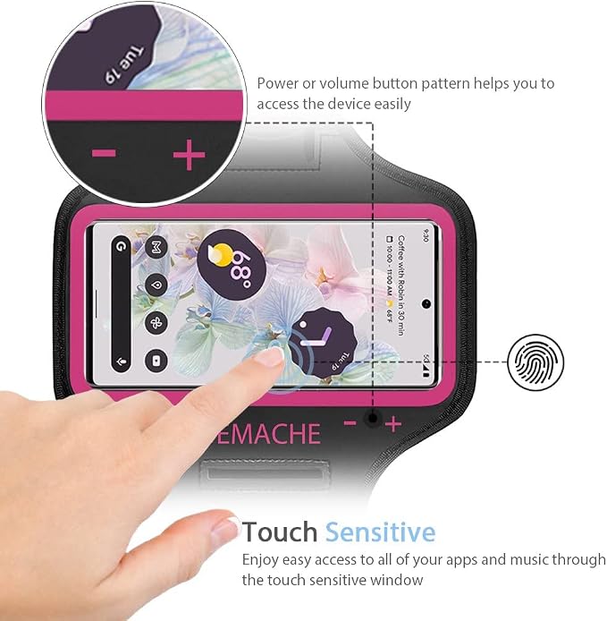 Pixel 10 9 Pro Armband, JEMACHE Water Resistant Gym Running Workouts Phone Arm Band for Google Pixel 10Pro 9Pro 10 9 8 7 9a 8a 7a (Rosy)
