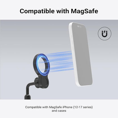 NEEWER Basics Magnetic Phone Tripod Mount Adapter, 360° Ball Head Aluminum Compact Lightweight Portable Phone Holder Attachment Compatible with MagSafe iPhone Samsung Android Video Recording, PA149