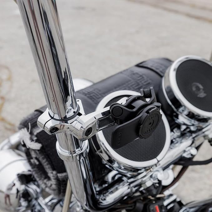 Quad Lock Handlebar Motorcycle Phone Mount PRO Chrome - Large Kit with Vibration Dampener and MAG Universal Adaptor