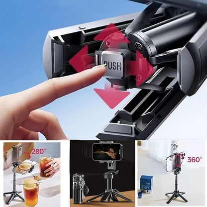 Magnetic Phone Tripod Stand, Portable Mini Selfie Stick for iPhone 16/15/14/13/12 & MagSafe, Aluminum Angle-Adjustable Foldable Strong Magnet Phone Holder, Travel Essentials, Included Metal Ring