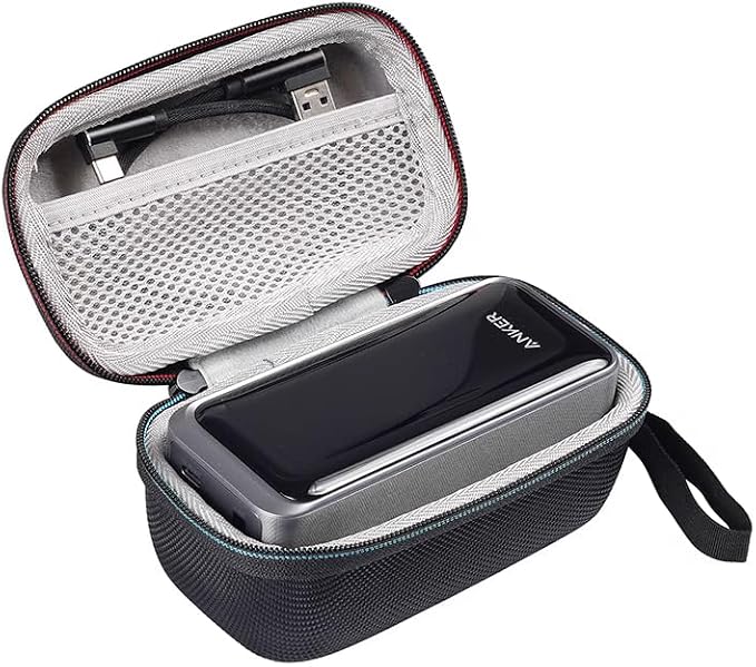 Portable Charger Carrying Case for Anker Prime 200W Portable Charger EVA Hard Travel Case for 20000 mAh Power Bank Shockproof Portble Battery Charger Storage Bag, Black, Modern