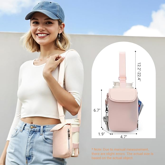 Herald Mini Phone Crossbody Bag with Water Bottle Holder, Water Bottle Carrier Bag with Strap for GYM, Hiking, Cycling
