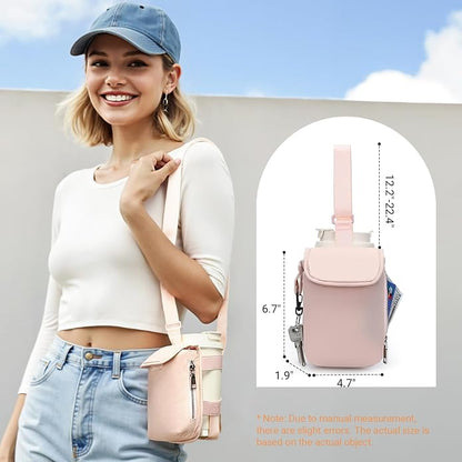 Herald Mini Phone Crossbody Bag with Water Bottle Holder, Water Bottle Carrier Bag with Strap for GYM, Hiking, Cycling