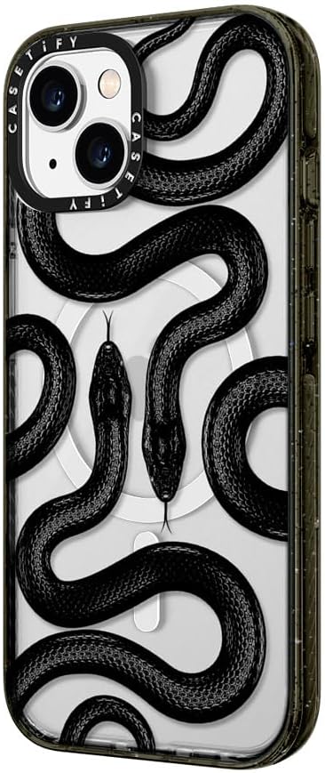 CASETiFY Impact iPhone 14 Case [4X Military Grade Drop Tested / 8.2ft Drop Protection/Compatible with Magsafe] - Black Kingsnake - Glossy Black
