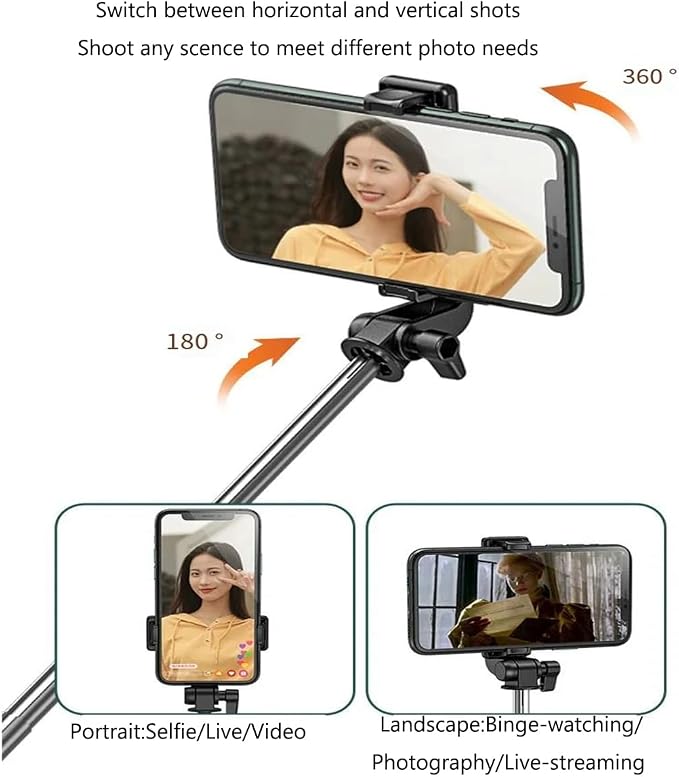 Selfie Stick Tripod, 3 in 1 Extendable & Portable iPhone Tripod Selfie Stick with Wireless Remote Compatible with iPhone 16 15 14 13 12 11 pro Xs Max 8 7, Galaxy Note10/S20/S10