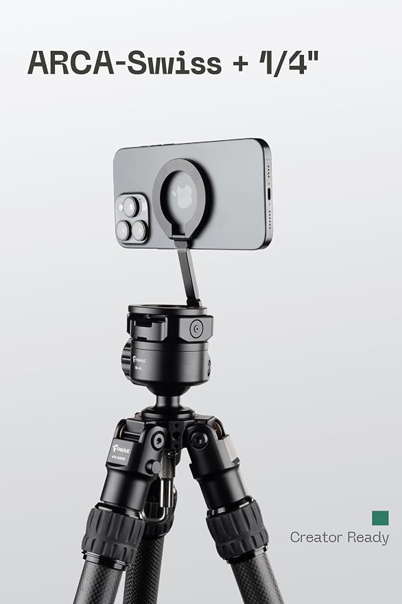 FANAUE MS-05 Dual Magnetic Ring Cell Phone Holder – Ultra Slim Foldable Design with 1/4” Screw & Dovetail Clip Tripod Mount – for iPhone 16 15 14 13 Pro Max Plus – Gym Magnetic Phone Holder