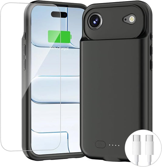 BOPPS Battery Case for iPhone 17 Air 【2026 New】,Powerful 8500mAh Portable Charger Case 360°Protection Rechargeable Extended Charging case for iPhone 17 Air 6.5inch,(Black)
