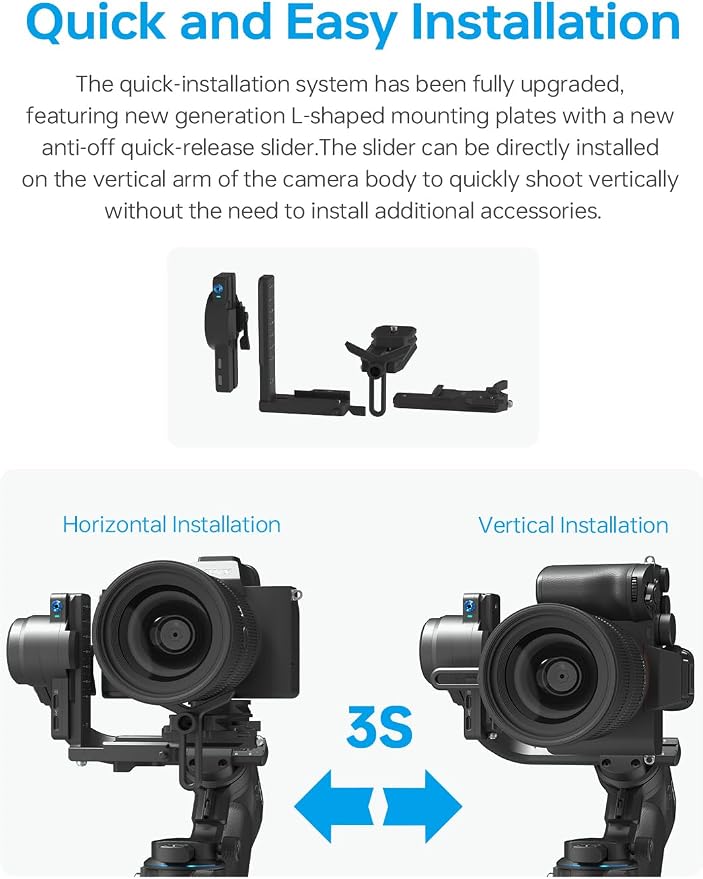 FeiyuTech SCORP 2 Built-in AI Tracker 3-Axis Gimbal Stabilizer for DSLR & Mirrorless Cameras,1.3'' Touch Screen, 5.5lbs Paylaod,13 Hours Battery Life,Quick USB-C Charge,for Sony/Canon/Nikon/Fujifilm