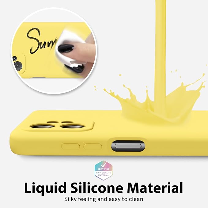 oakxco for Motorola Moto G Power 5G 2023 Phone Case Liquid Silicone, Thin Slim Soft Rubber Gel TPU Plain Simple Cover for Women Girl Cute, Matte Solid Color, Yellow