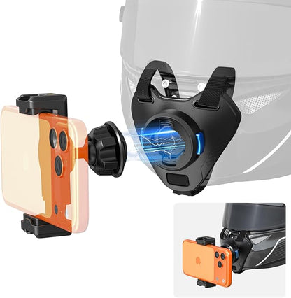 Magnetic Motorcycle Helmet Chin Strap Mount with Phone Holder, Elastic Strap Helmet Chin Mount for iPhone 17 16 15 14 13 Pro Max and More Smartphones