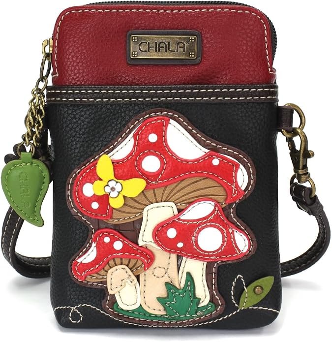 CHALA Plant Life Collection Cell Phone Crossbody Purse-Women PU Leather/Canvas Multicolor Handbag with Adjustable Strap