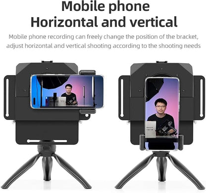 AMBITFUL Teleprompter 7.5'' with Tabletop Tripod for Smartphone and DSLR Camera, Adjustable Phone Clip & Camera Adapting Ring, for Live Streaming, Interviews(Mini Teleprompter Only)