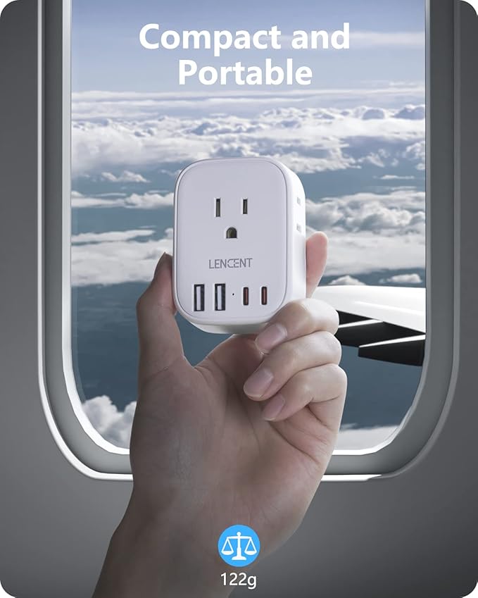 LENCENT US to UK Ireland Travel Plug Adapter, Grounded Type G Adapter | Travel with 4 Outlets 4 USB Ports(2 USB C), Power Plug for USA to Dubai Scotland British London England Hong Kong Singapore