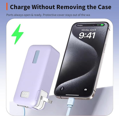 Case for Anker Nano 3-in-1 Portable Charger 10000mAh – Washable Protection Sleeve, Full Access to Charging Ports, Shockproof, Drop-Resistant, with Case-Friendly Charging[Purple]