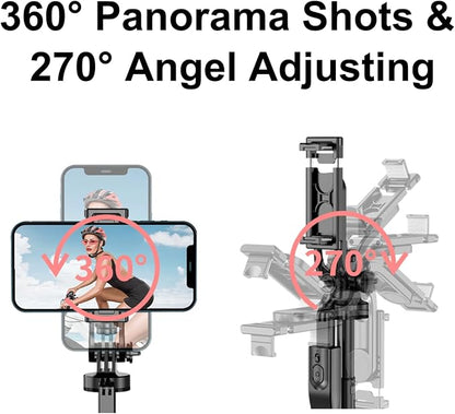 Selfie Stick Tripod,Tripod with 360 Degree Rotatable Phone Holder for Photography, Video Shooting, Live Streaming, Vlog, YouTube Video, FaceTime, Skype, TikTok, Selfie