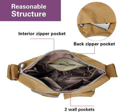SUKRY Nylon Crossbody Bag for Women with Anti theft RFID Pocket, Waterproof Shoulder Bag Travel Purses and Handbag