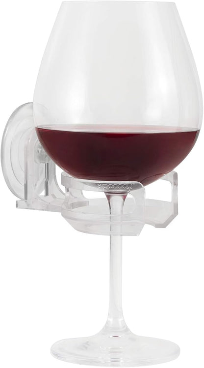 The Original SipCaddy Shower Beer & Bath Wine Holder | Portable Drink Cupholder | Shower Caddy | Beer, Wine, Shampoo Holder | American-Made Suction Cup | Clear