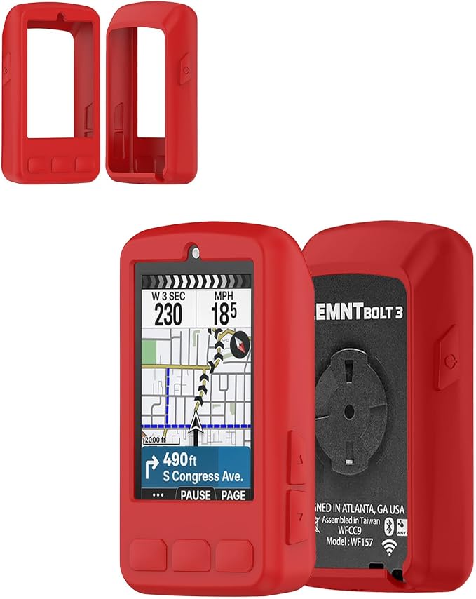 Silicone Protective Case for Wahoo ELEMNT Bolt V3 Cycling Computer, Full-Body Protective Cover with Precise Cutout, Shockproof Dustproof Protector Sleeve & Scratch-Resistant Sleeve (Red)