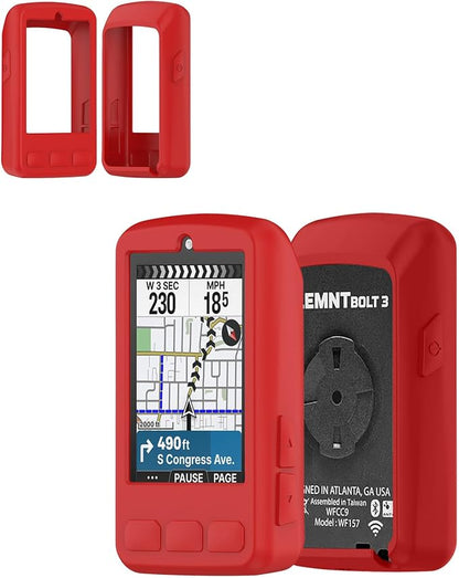 Silicone Protective Case for Wahoo ELEMNT Bolt V3 Cycling Computer, Full-Body Protective Cover with Precise Cutout, Shockproof Dustproof Protector Sleeve & Scratch-Resistant Sleeve (Red)