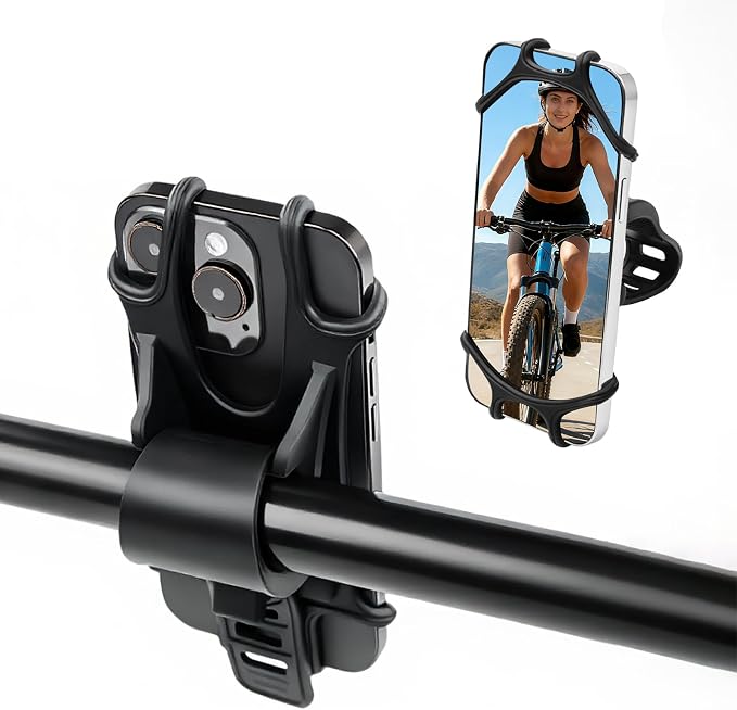 Bike Phone Holder & Motorcycle Phone Mount - Adjustable Handlebar Cell Phone Clasm for Bicycle, Scooter, E-Bike, Universal 4.7"-6.8" Smartphones for iPhone 17/16/15 Pro Max, Galaxy S24, Shockproof