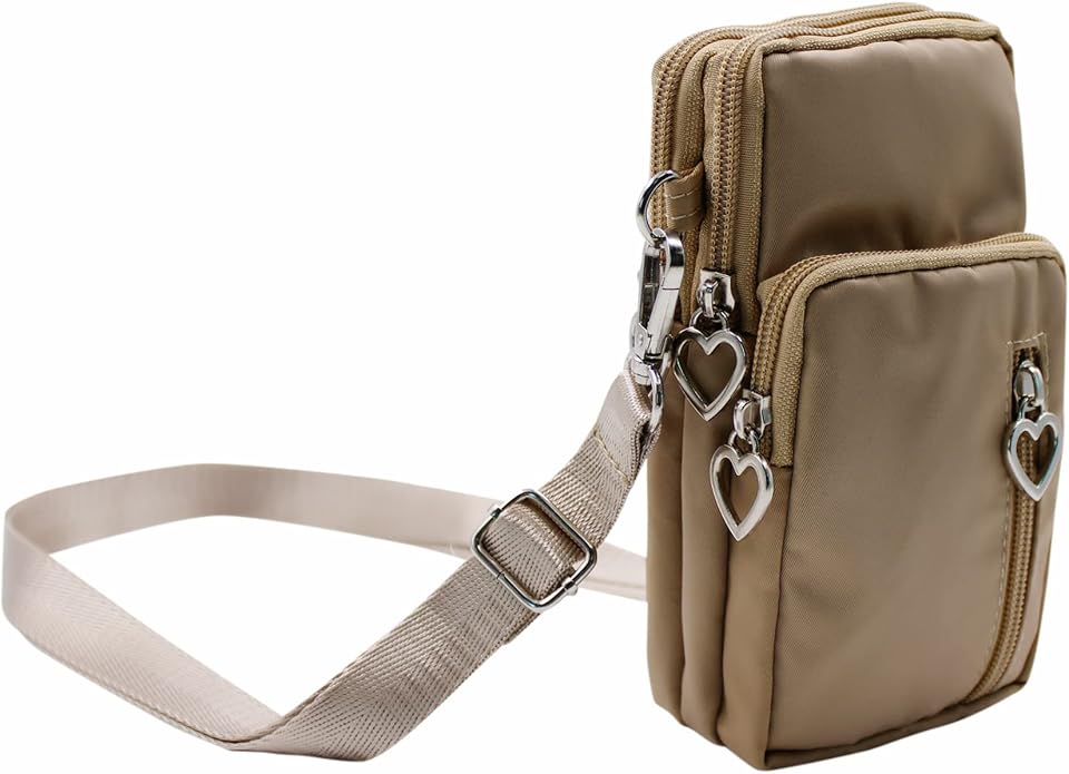 JUMISEE 3-Layers Crossbody Bag Cellphone Pouch Armband Wallet Nylon Smartphone Purse