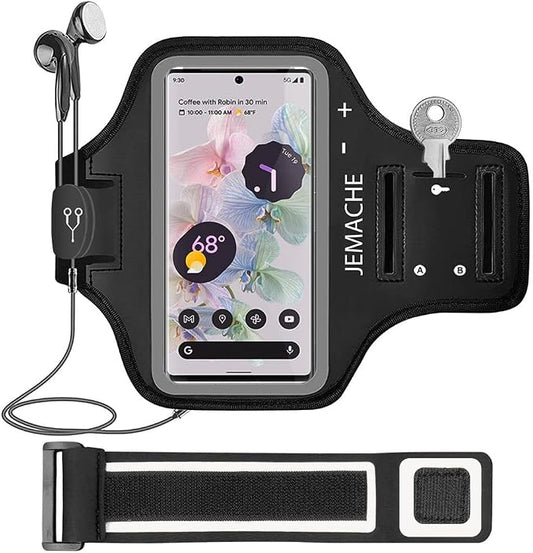 Pixel 10/9 Pro XL Armband, JEMACHE Gym Running Workouts Arm Band for Google Pixel 10/9 Pro XL, 8/7/6 Pro (Black)
