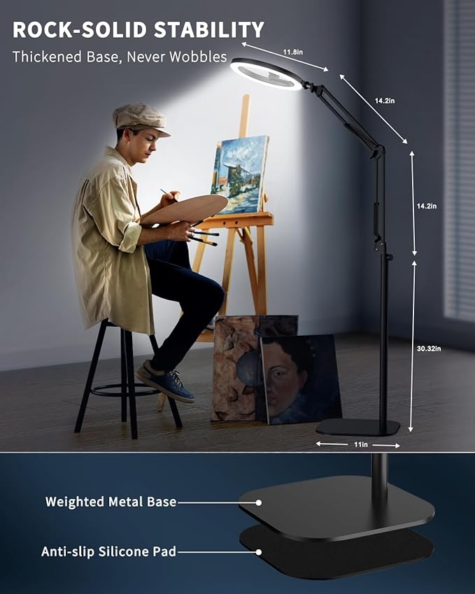 10" Ring Light Tripod for iPhone Overhead Phone Mount Holder, Flexible Ring Light with Stand - LED CRI >95 & Adjustable 70" Height, Phone Stand for Recording Video Camera Selfie Vlog TikTok YouTube