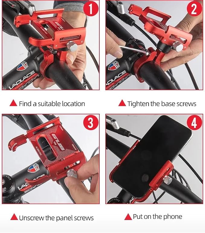 GUB P30 Aluminum Bike Phone Holder for 3.5" to 7.5" Device Bicycle Phone Stand Scooter Moto Mount Support Handlebar Clips
