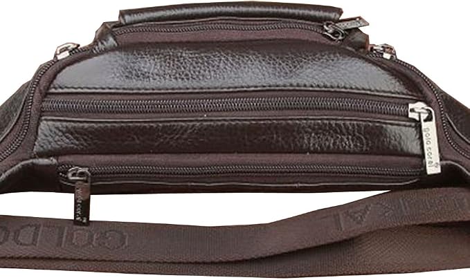 Hebetag Leather Fanny Pack Waist Bag for Men Women Slim Bumbag Waist Packs Outdoor Travel Hiking Casual Pouch Day Pack, Coffee