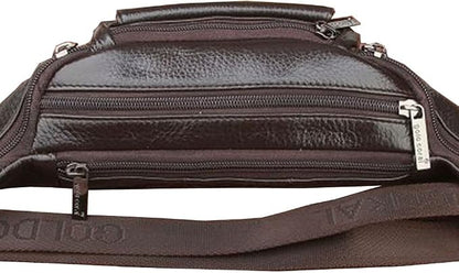 Hebetag Leather Fanny Pack Waist Bag for Men Women Slim Bumbag Waist Packs Outdoor Travel Hiking Casual Pouch Day Pack, Coffee