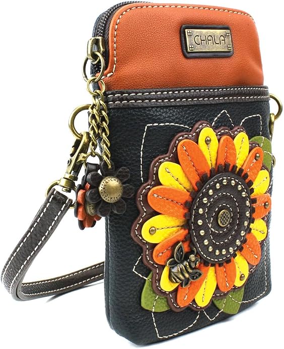 CHALA Plant Life Collection Cell Phone Crossbody Purse-Women PU Leather/Canvas Multicolor Handbag with Adjustable Strap