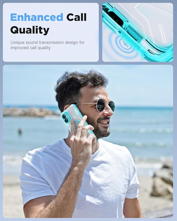 for iPhone 16 Plus Waterproof Case with Magsafe, Built-in [Camera & Screen Protector] [Lanyard], IP68 Water Proof Full Body Dustproof Heavy Duty Frosted Protective Phone Cover, 6.7" Teal