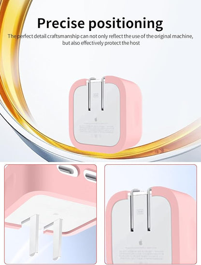 Case for Apple 35W Dual USB-C Port Compact Power Adapter, WUNIAK Soft Silicone Protective Portable Scratch Shock Resistant Shell, Protective Case for Apple 35W Dual USB-C Charger, Pink
