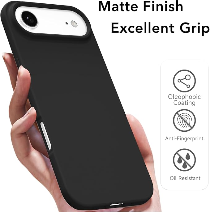 for iPhone 17 Air Case Silicone Compatible with Magsafe Case, Ultra Slim Thin Magnetic Phone Cases Mag Safe, Cute Soft Rubber Gel TPU Matte Plain Wireless Charging Cover for Women, Black