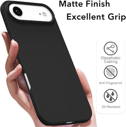 for iPhone 17 Air Case Silicone Compatible with Magsafe Case, Ultra Slim Thin Magnetic Phone Cases Mag Safe, Cute Soft Rubber Gel TPU Matte Plain Wireless Charging Cover for Women, Black