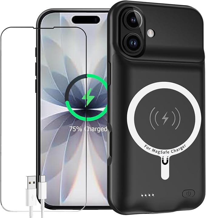 Battery Case for iPhone 17, Enhanced 10000mAh Portable Protective Wireless Charging Case Support Carplay Compatible with iPhone 17 (6.3 inch) Rechargeable Extended Battery Charger (Black)