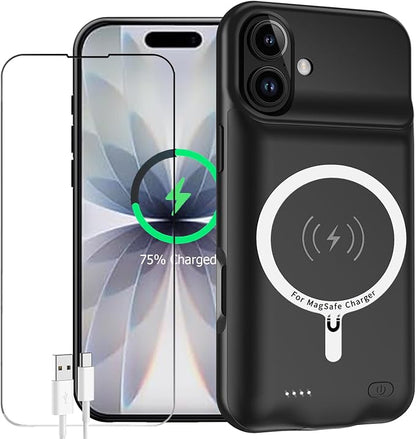 Battery Case for iPhone 17, Enhanced 10000mAh Portable Protective Wireless Charging Case Support Carplay Compatible with iPhone 17 (6.3 inch) Rechargeable Extended Battery Charger (Black)