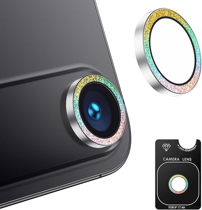 AFARER Lens Protector for iPhone 17Air–Individual Metal 9H Tempered Glass Rear Camera Screen Cover,[Strong Adsorption] [Not Easy to Break][Does not Affect Night Shots] Case Friendly (Glitter Colorful)