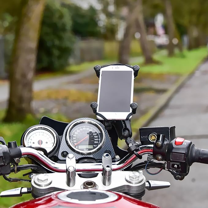 RAM Mounts X-Grip Large Phone Mount with Handlebar U-Bolt Base RAM-B-149Z-A-UN10U with Short Arm for Motorcycle, ATV/UTV, Bike