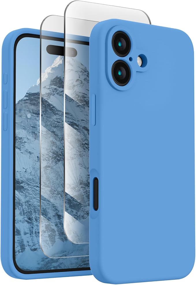 FireNova Designed for iPhone 16 Case, Silicone Upgraded [Camera Protection] Phone Case, Soft Anti-Scratch Microfiber Lining Inside, 6.1 inch, Blue