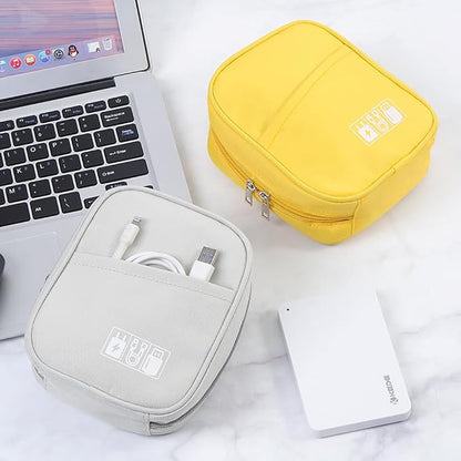 E-Tree Storage Pouch for Small Electronics and Accessories,Tech Bag,Electronic Organizer Case Compatible with MacBook Laptop Charger,Mouse,Cables,Hub,Power Bank,Earphone,Toiletries Cosmetics (Yellow)