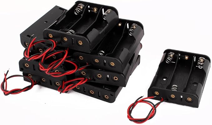 Aexit 8 Pcs Charger & Converters Battery Cell Case Non-Cover 3 x 1.5V AA Black Plastic Battery Chargers Dual Wire