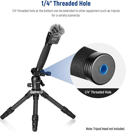 NEEWER 12"/30cm Telescoping Interview Mic Handle for Wireless Go, Lavalier Video Microphone Handheld Adapter with Cold Shoes Compatible with RODE Wireless Go II DJI Mic NEEWER CM22, MS004