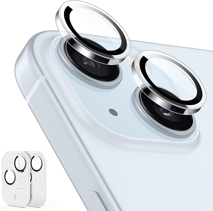 ESR 2 Pack Camera Lens Protector for iPhone 15/15 Plus/14/14 Plus, Ultra-tough HD Individual Lens Protectors, Scratch Resistant, Ultra-thin Tempered Glass, Armorite Series, Clear
